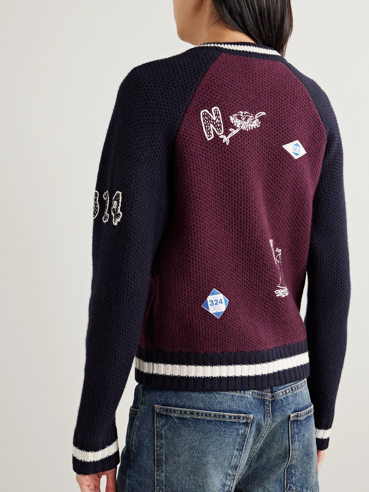 Sea Archer Varsity Knit Cardigan Navy