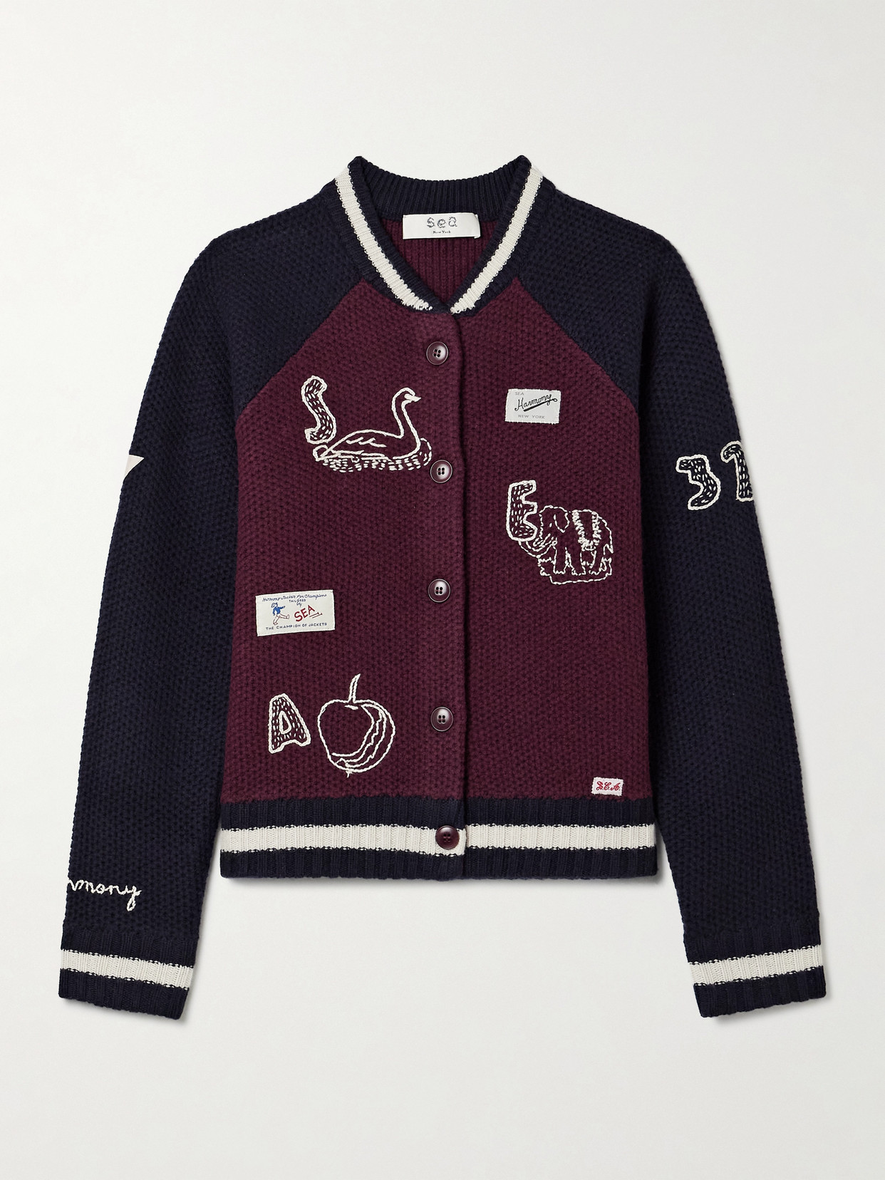 Sea Archer Varsity Knit Cardigan Navy
