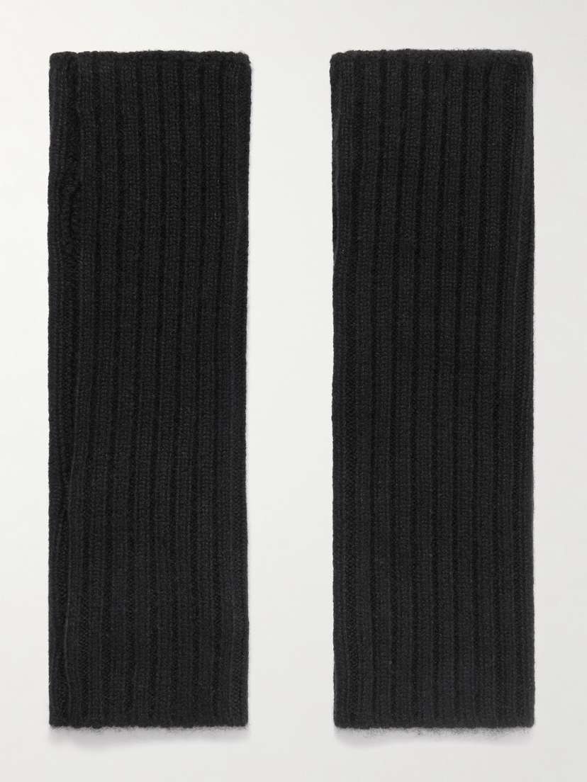 Yves Salomon Ribbed Cashmere Fingerless Mittens