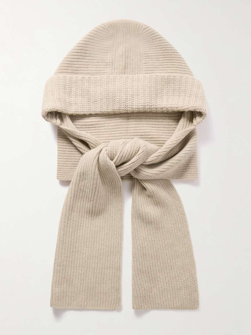 Yves Salomon Hooded Ribbed Wool And Cashmere-blend Snood