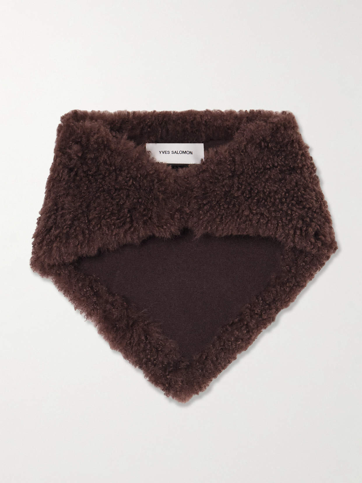 Yves Salomon Shearling And Wool Scarf In Brown