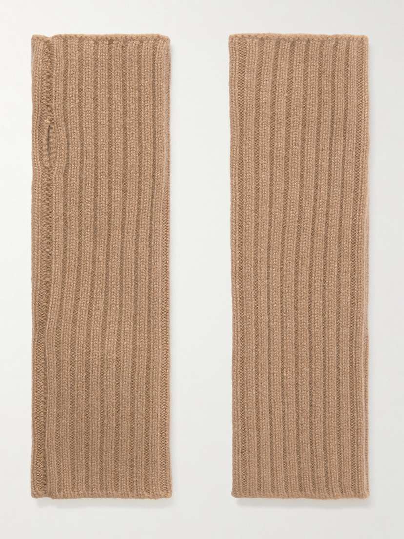 Yves Salomon Ribbed Cashmere Fingerless Mittens