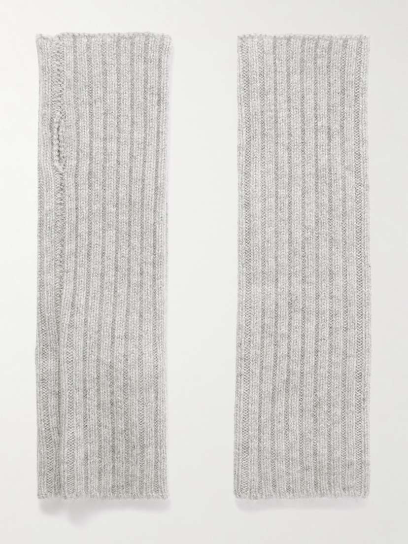 Yves Salomon Ribbed Cashmere Fingerless Mittens