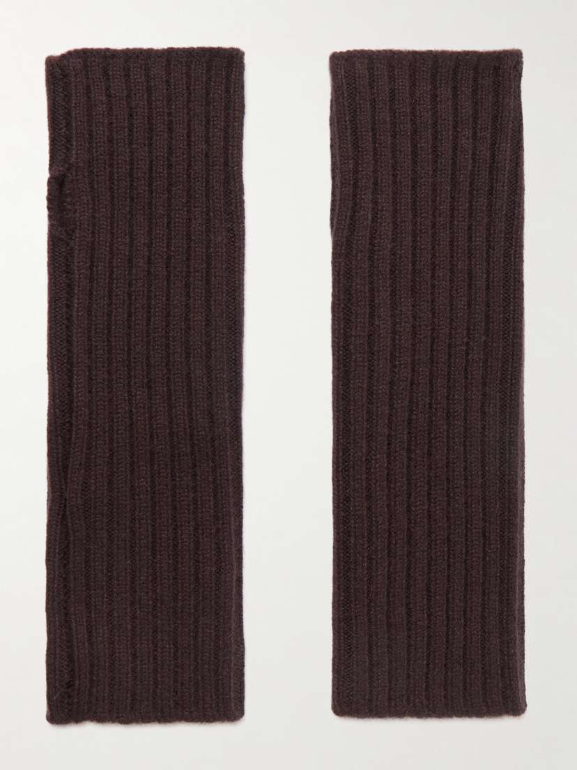 Yves Salomon Ribbed Cashmere Fingerless Mittens