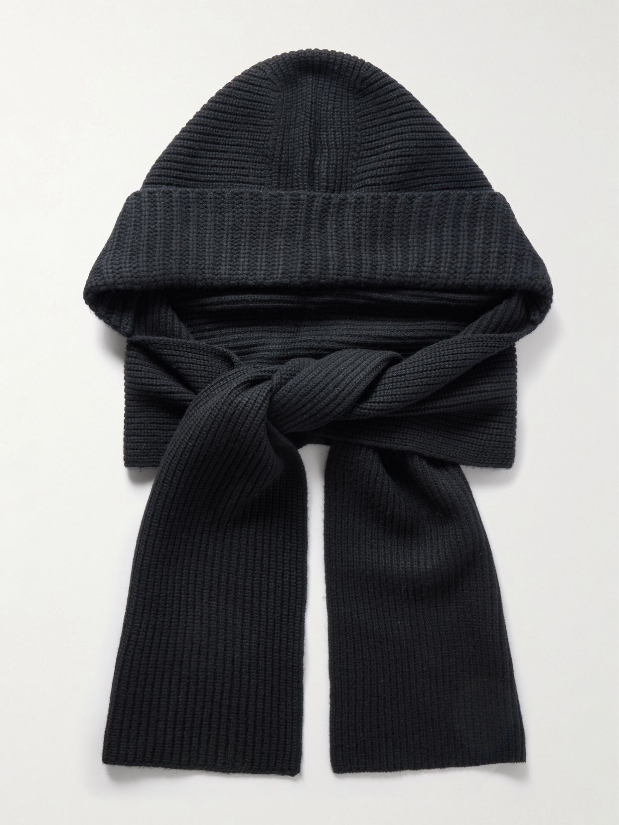 Hooded Ribbed Wool And Cashmere Blend Snood