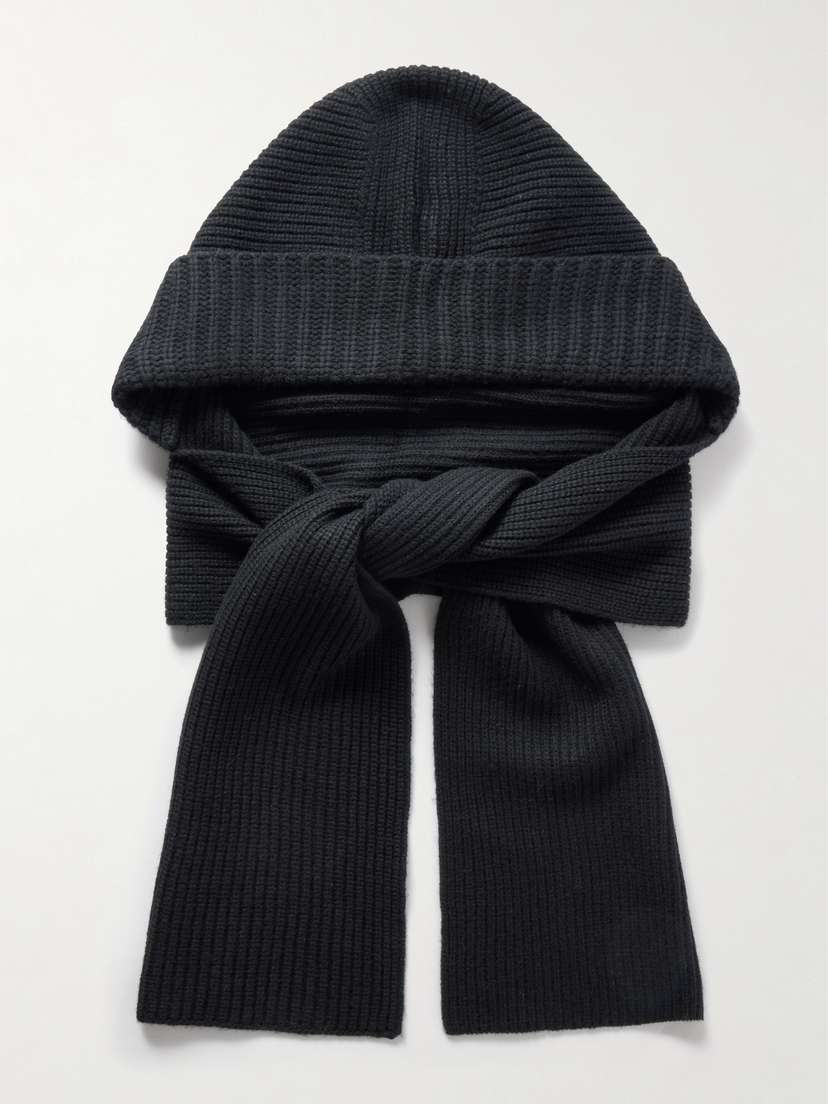 Yves Salomon Hooded Ribbed Wool And Cashmere-blend Snood