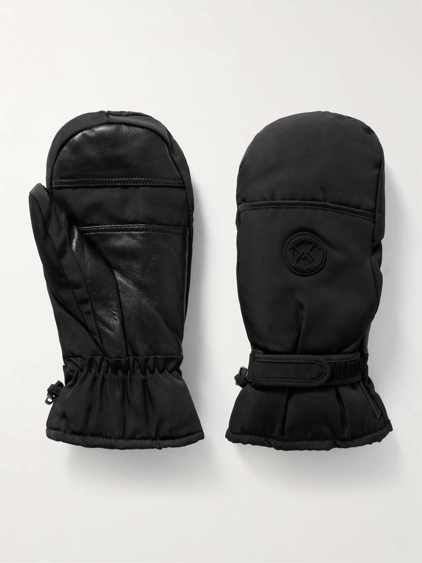 Yves Salomon Leather-trimmed Appliquéd Padded Shell Ski Mittens