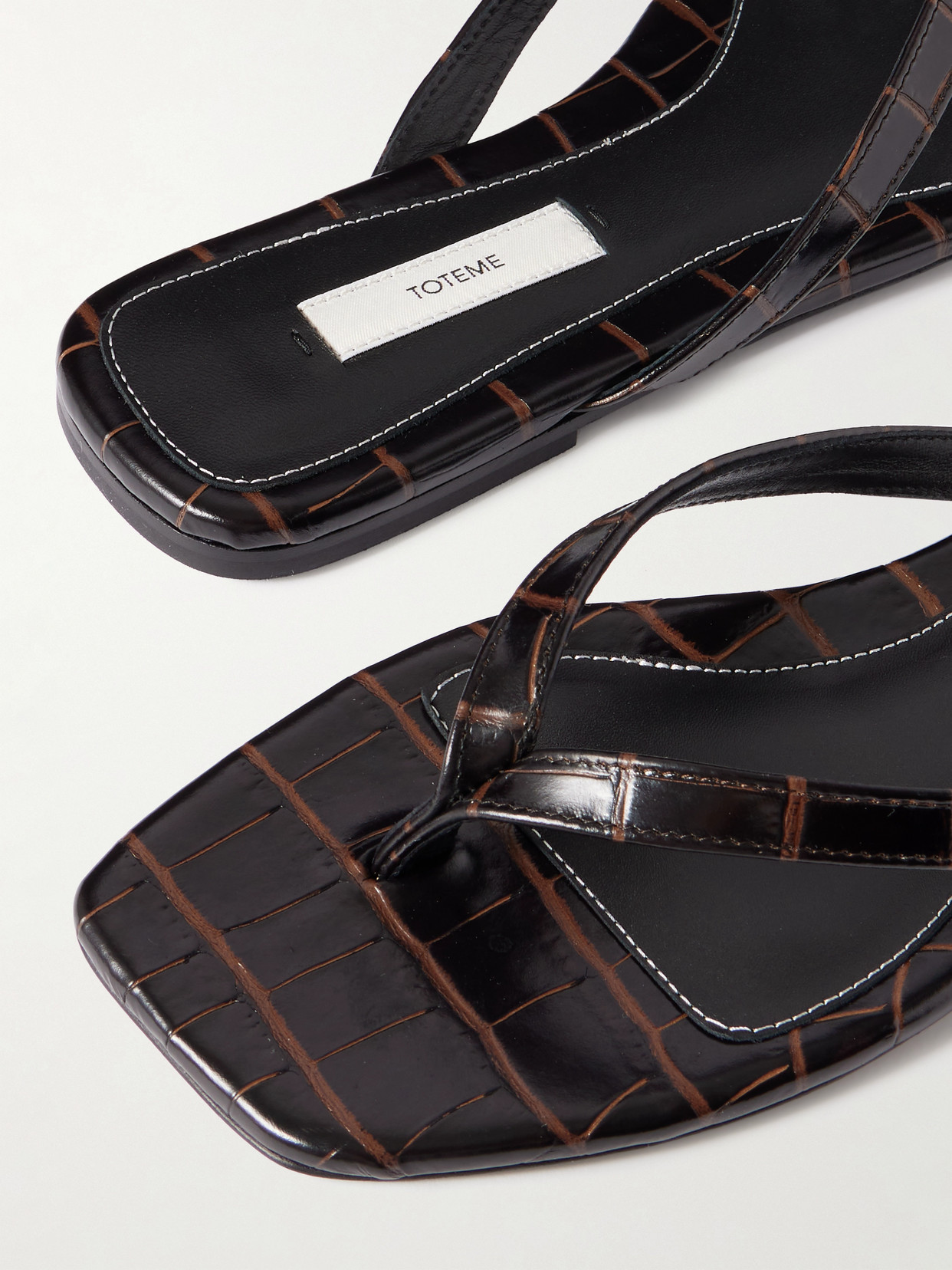 Totême Croc-effect Leather Flip Flops