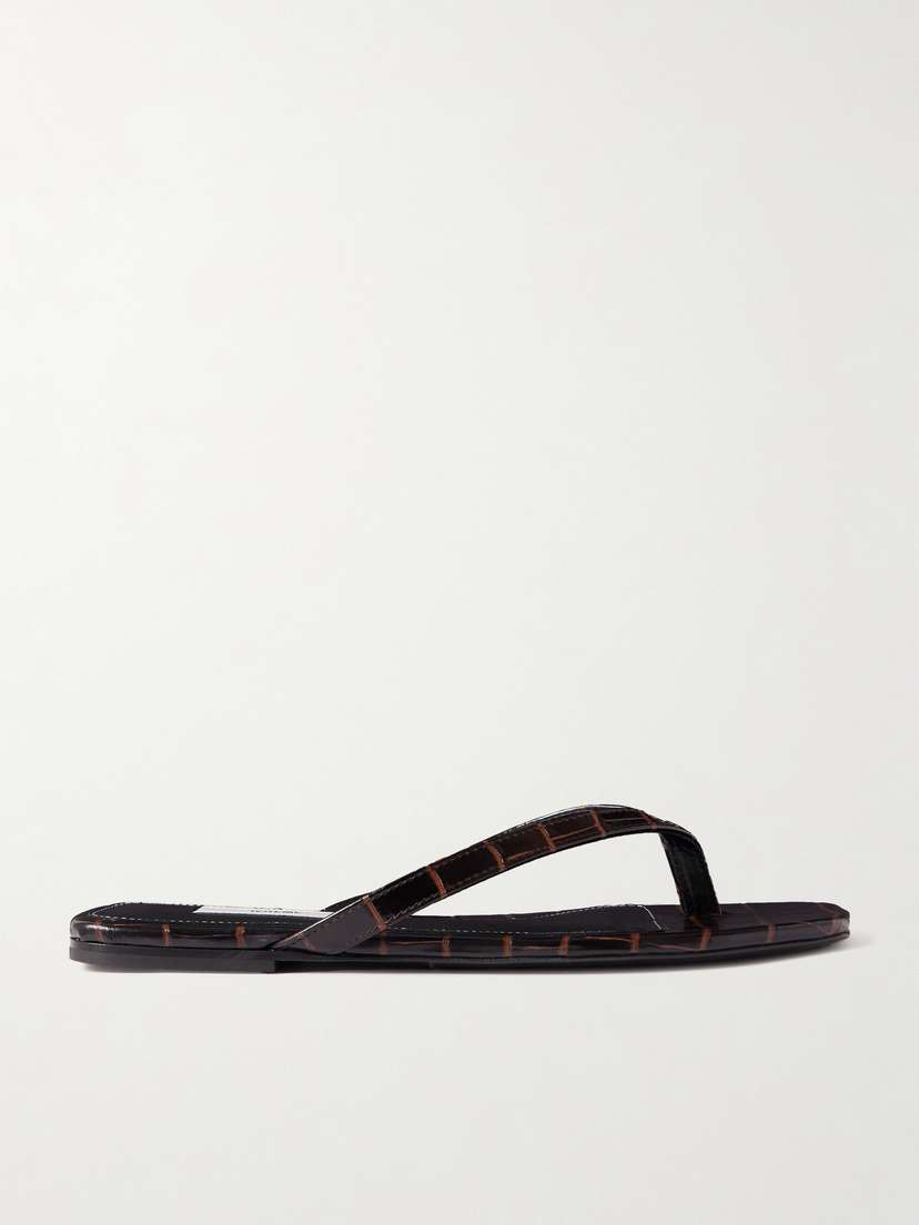 TOTEME Croc-effect Leather Flip Flops