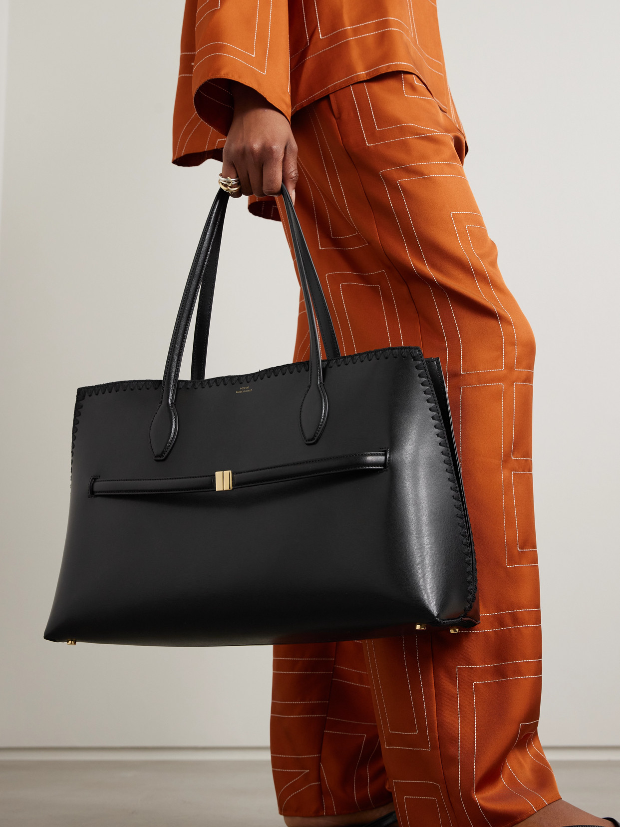 Lounge Belted Whipstitched Leather Tote