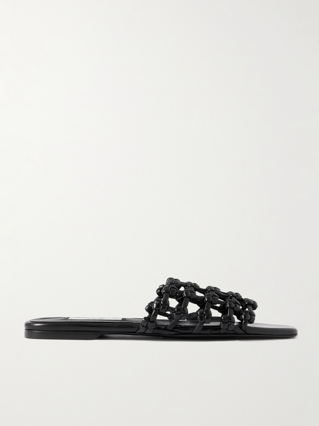 Totême Woven Leather Slides In Black