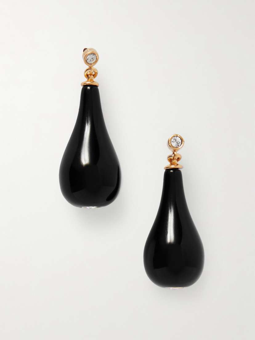 TOTEME Gold-tone, Crystal And Onyx Earrings