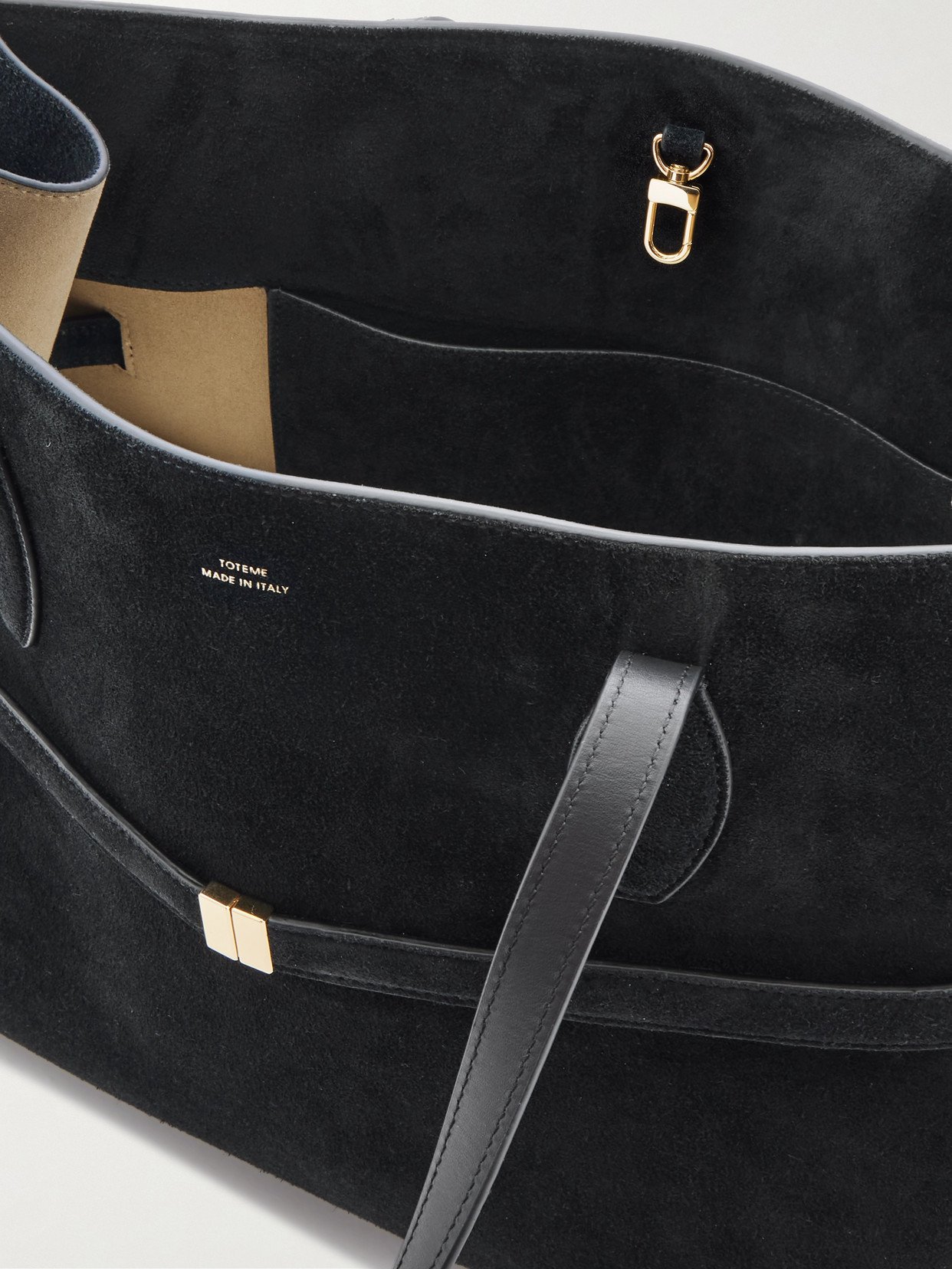 Totême Lounge Large Leather-trimmed Suede Tote