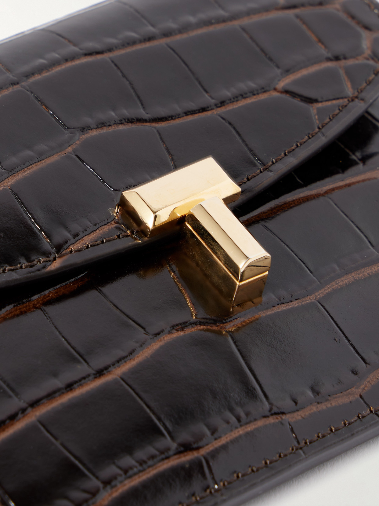 TOTÊME T-LOCK CROC-EFFECT LEATHER CARDHOLDER