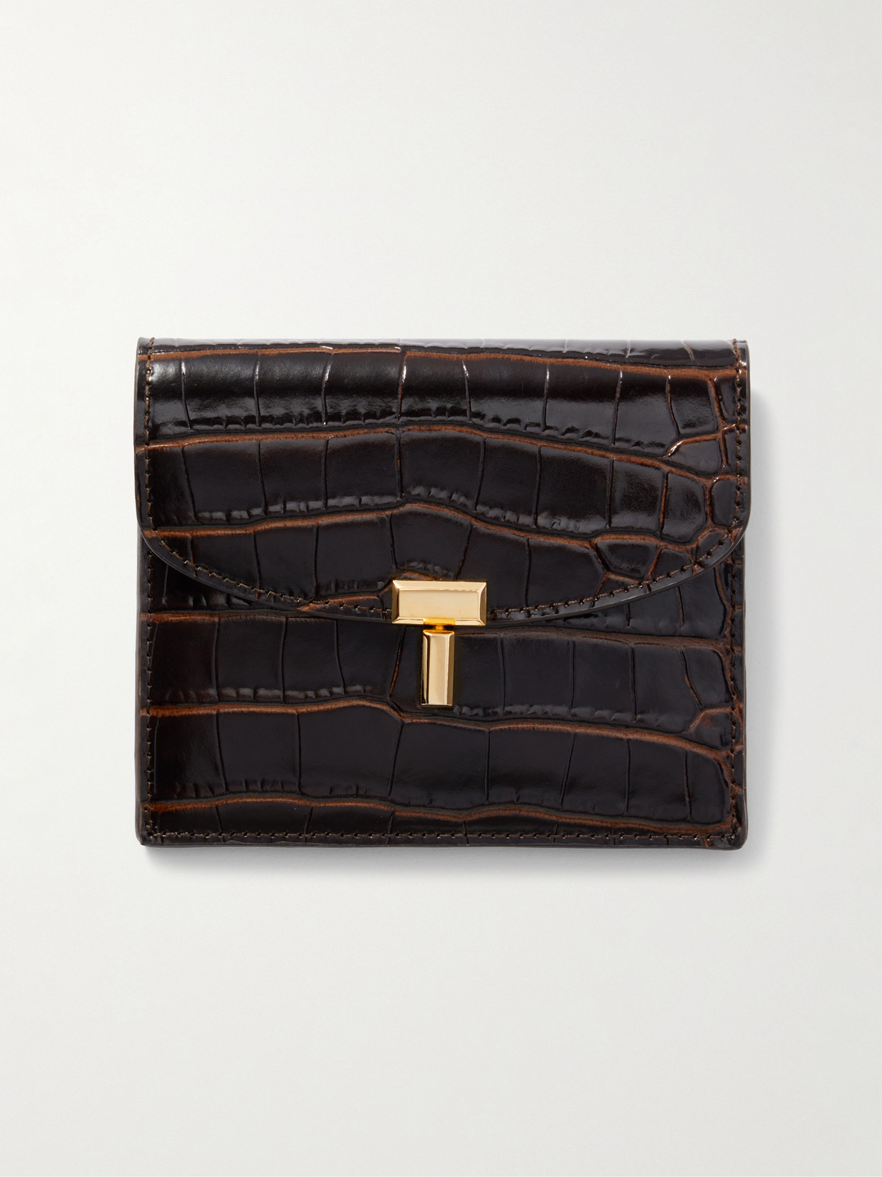 Totême T-lock Croc-effect Leather Cardholder