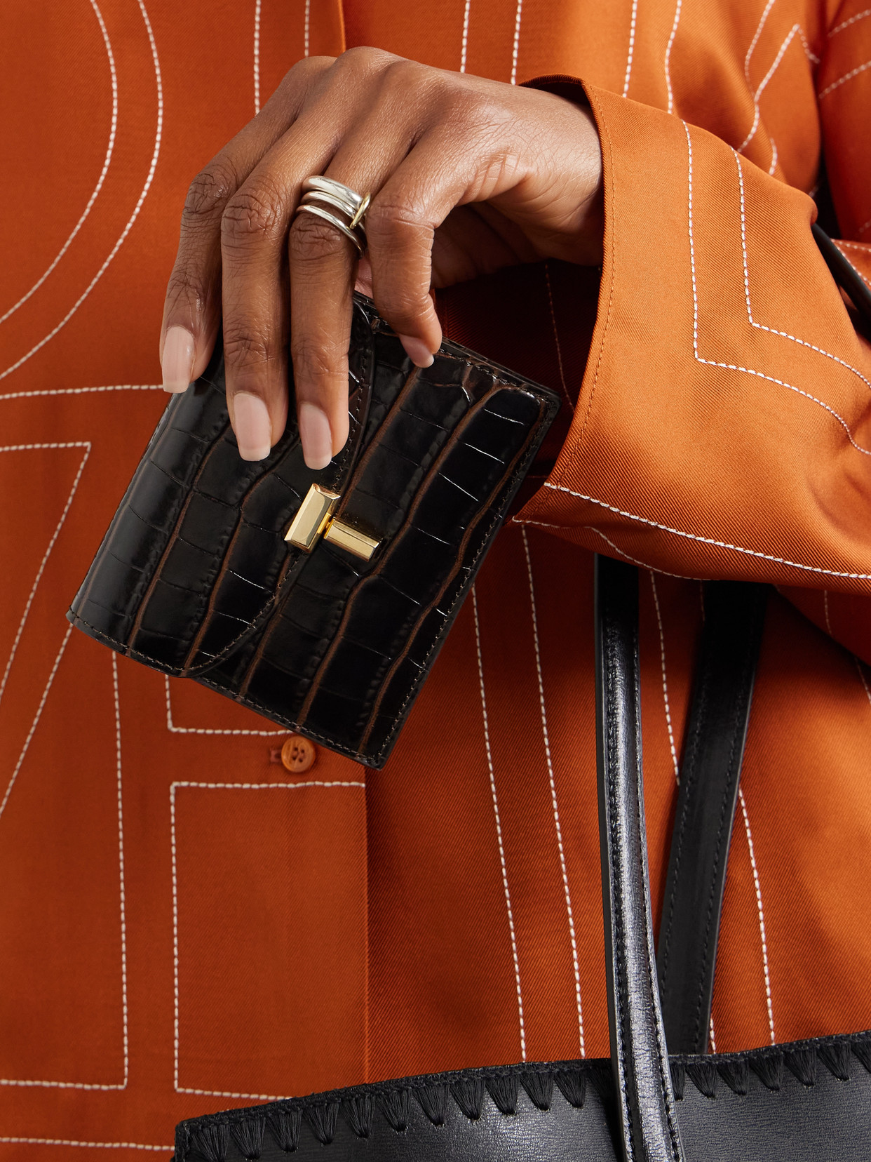 TOTÊME T-LOCK CROC-EFFECT LEATHER CARDHOLDER