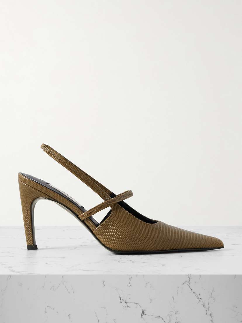Toteme — Lizard-effect leather slingback pumps