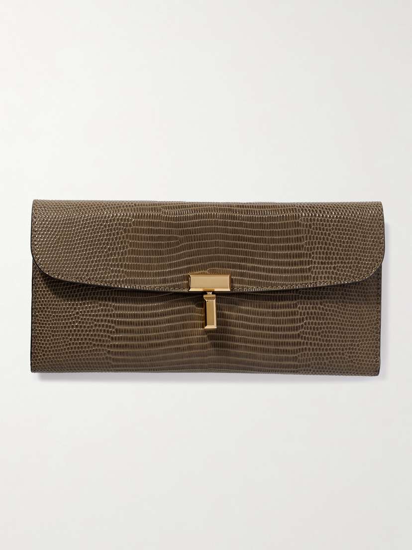 TOTEME T-lock Lizard-effect Leather Wallet