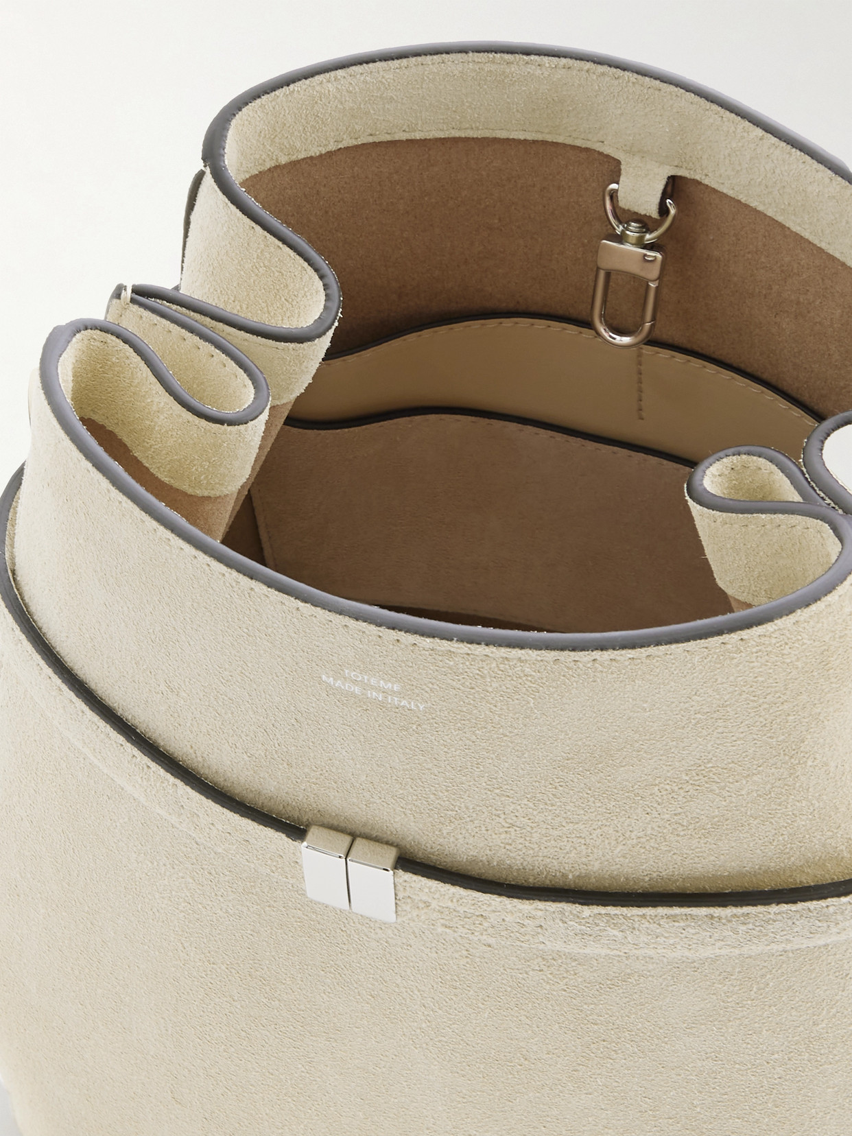 Belted Leather-Trimmed Suede Tote