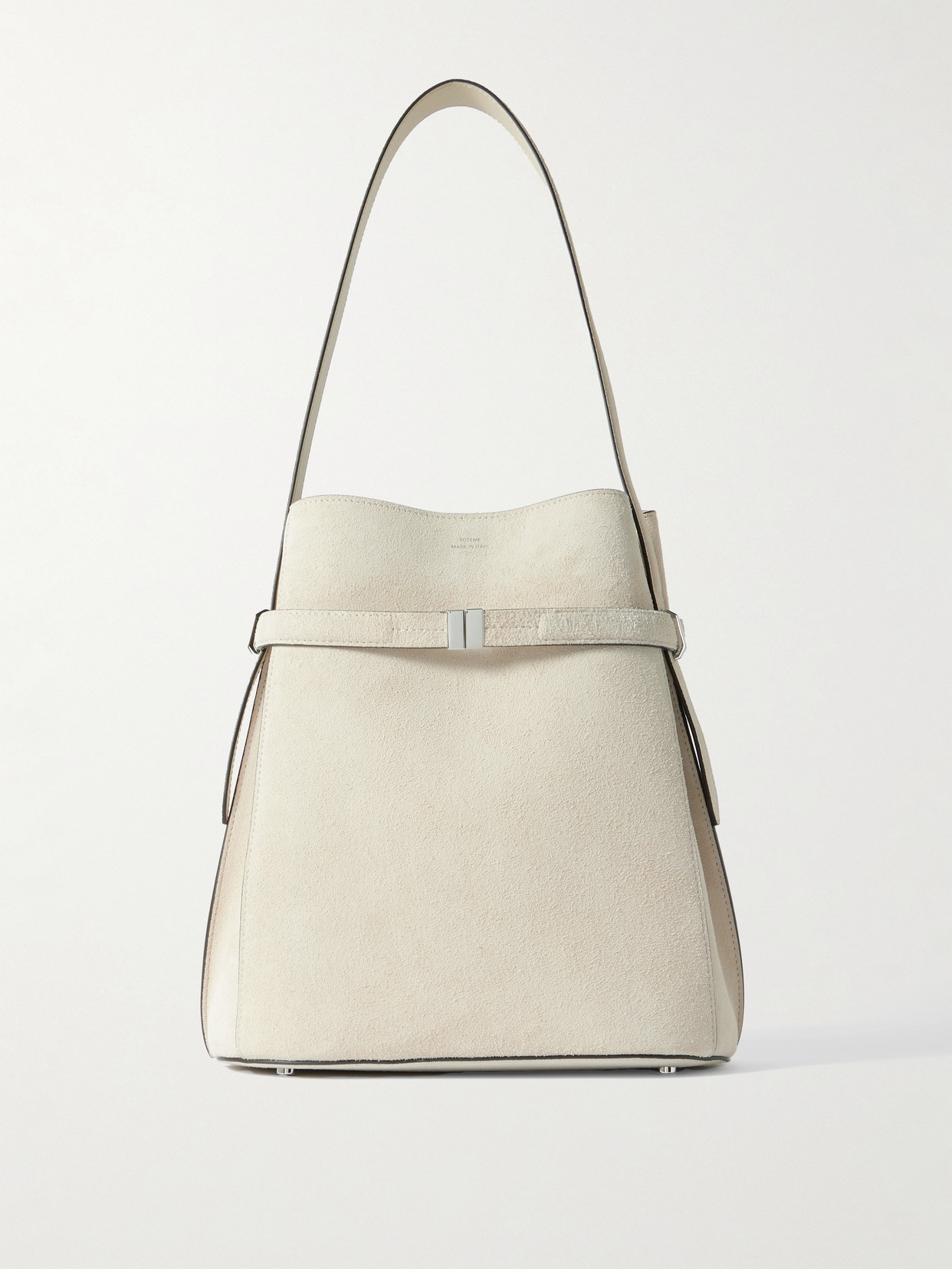 Totême Belted Leather-trimmed Suede Tote