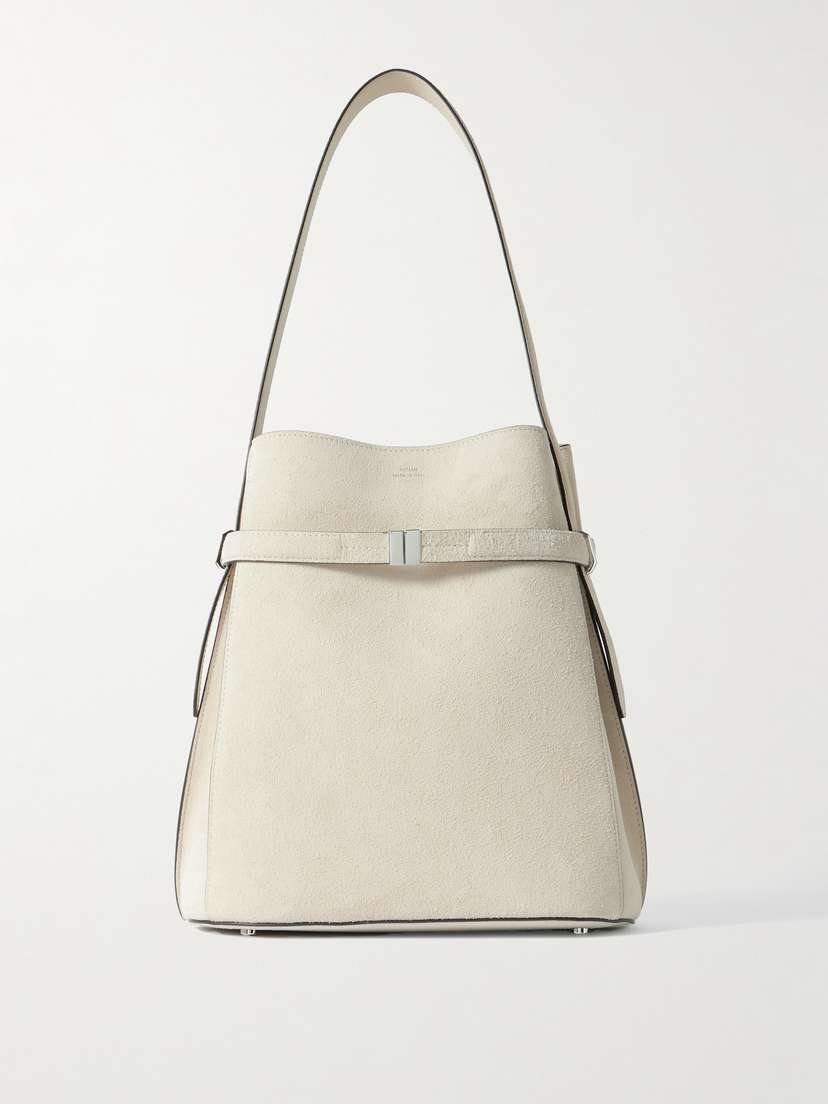 TOTEME Belted Leather-trimmed Suede Tote
