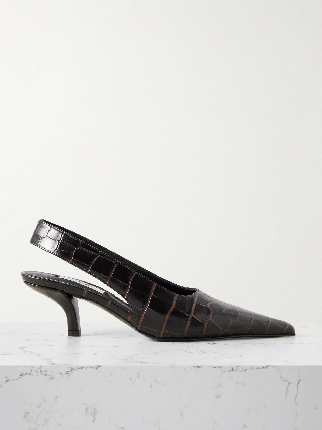 Totême Croc-effect Leather Slingback Pumps