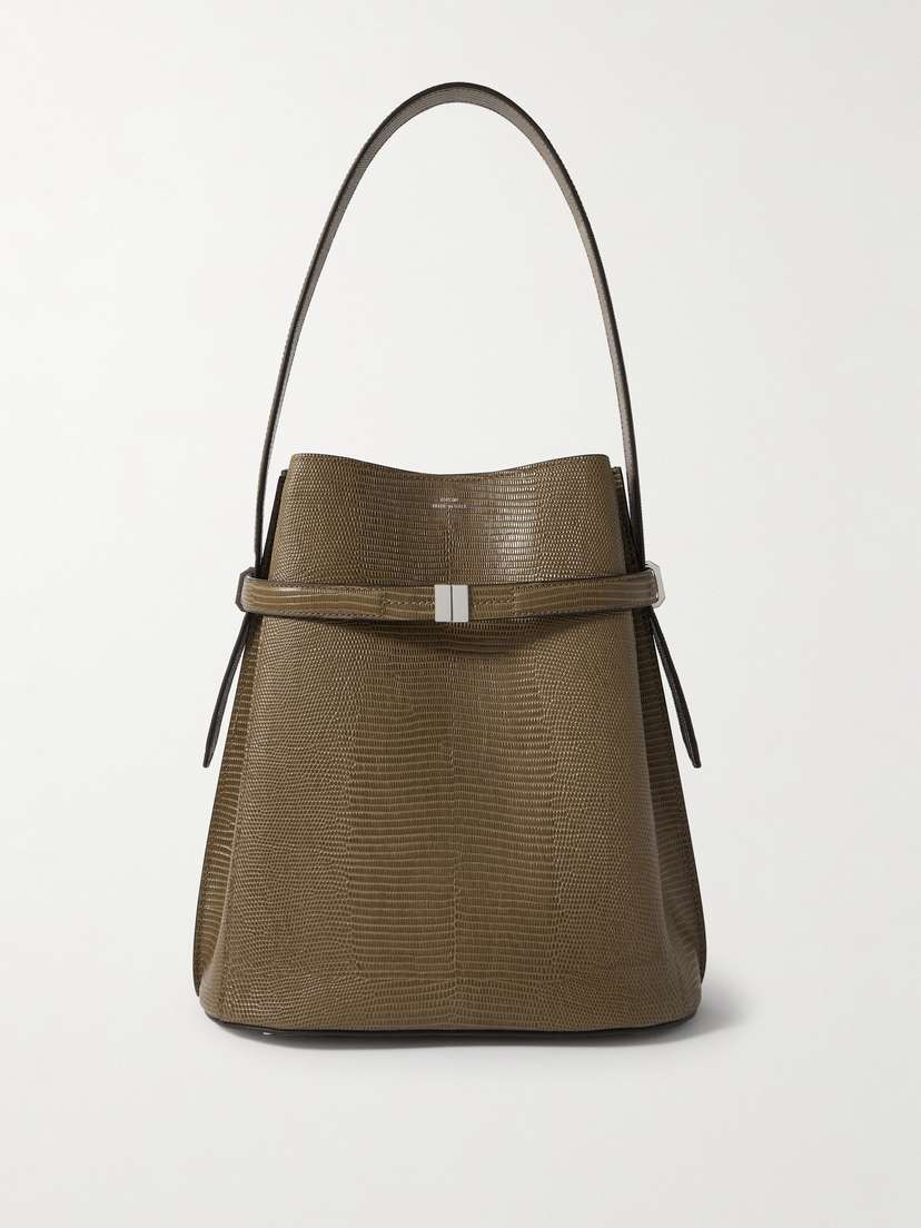 TOTEME Belted Lizard-effect Leather Tote