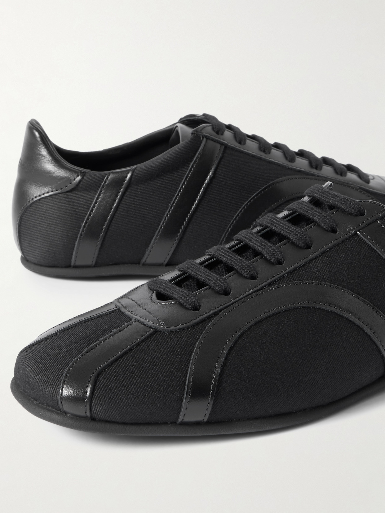 Totême Leather-trimmed Cotton-canvas Sneakers In Black
