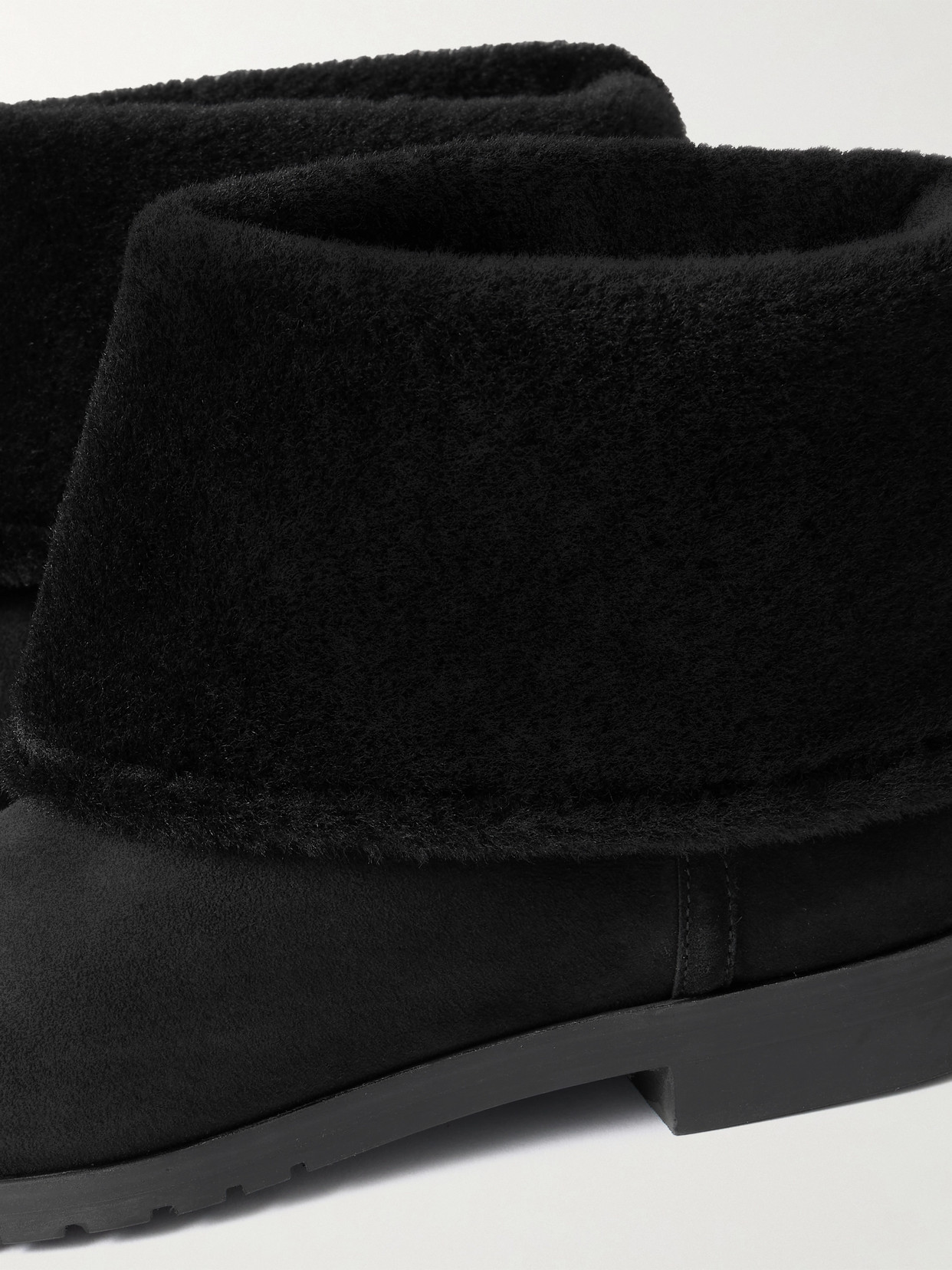 Totême Shearling-trimmed Suede Ankle Boots In Black