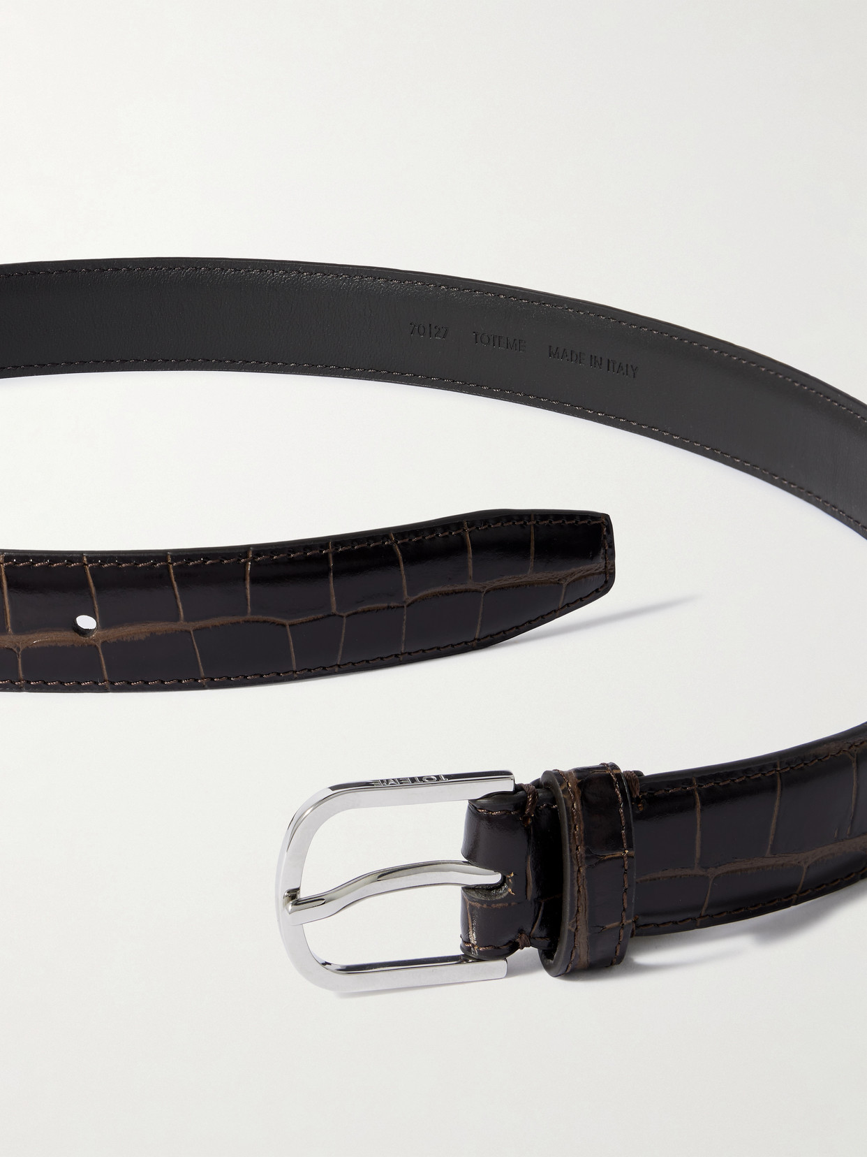 Totême Croc-effect Leather Belt In Brown
