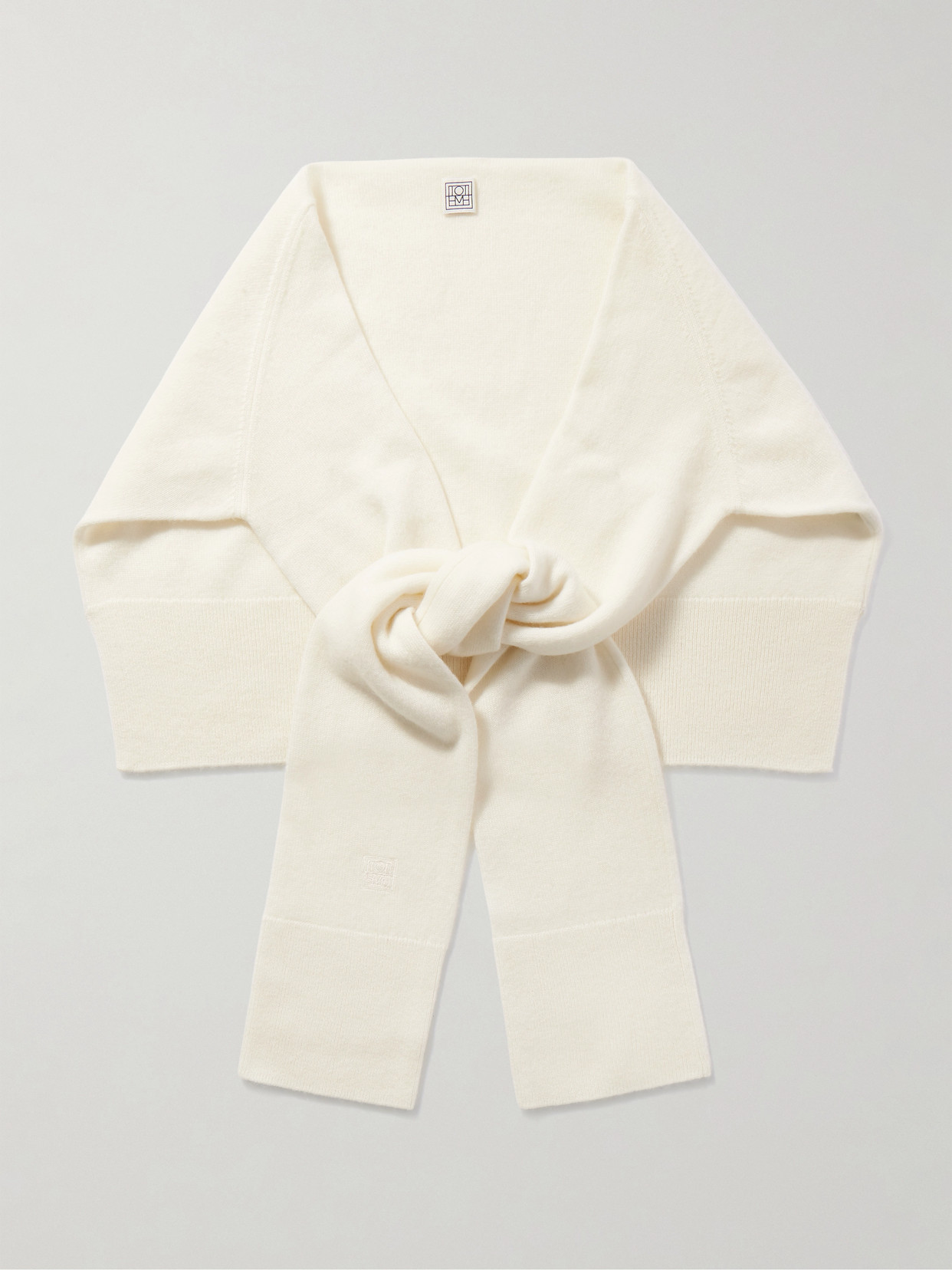 Totême Sleeve Embroidered Cashmere Scarf In Brown
