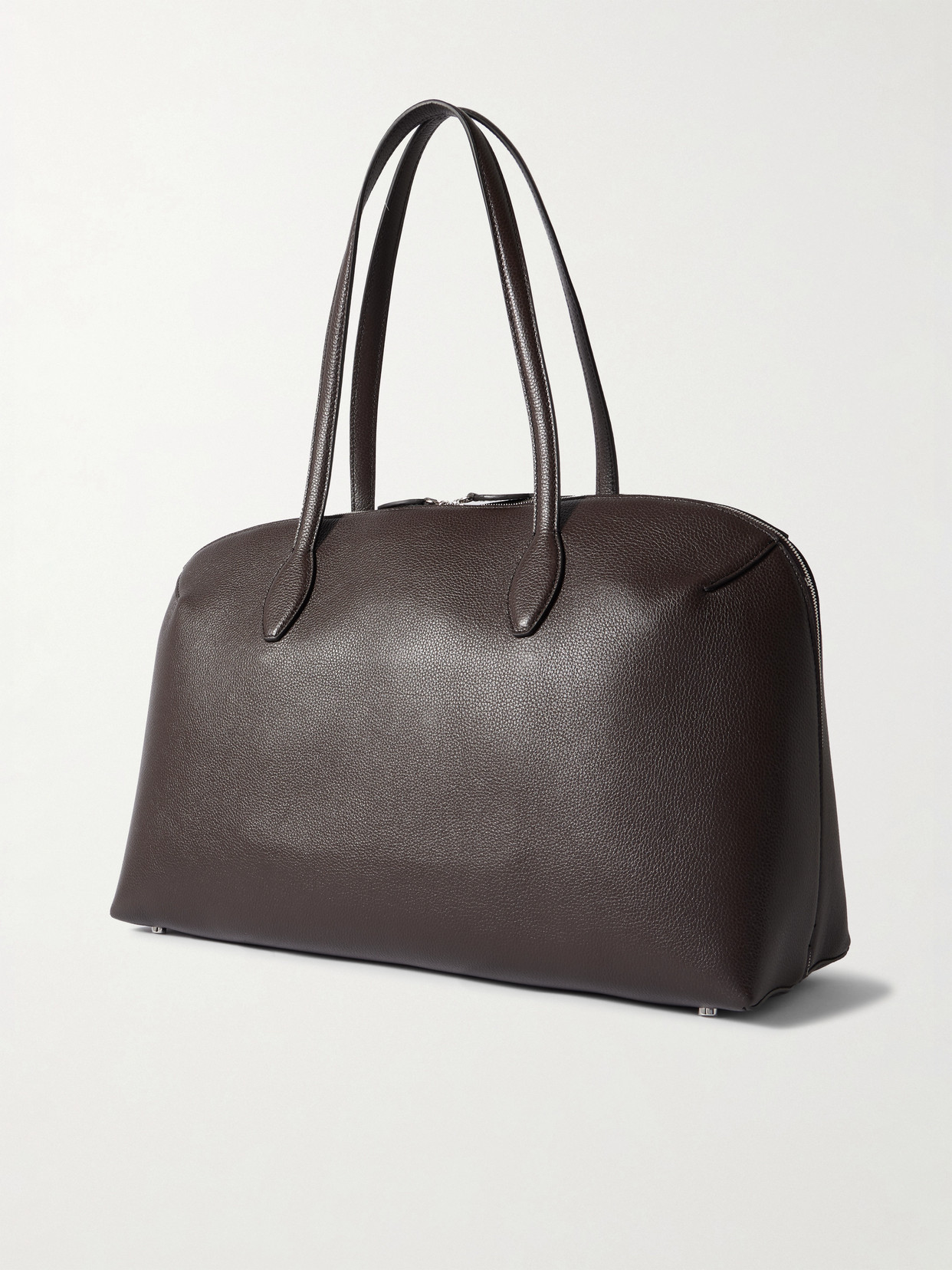 Totême Curved Leather Shopper Featuring Protective Base In Brown