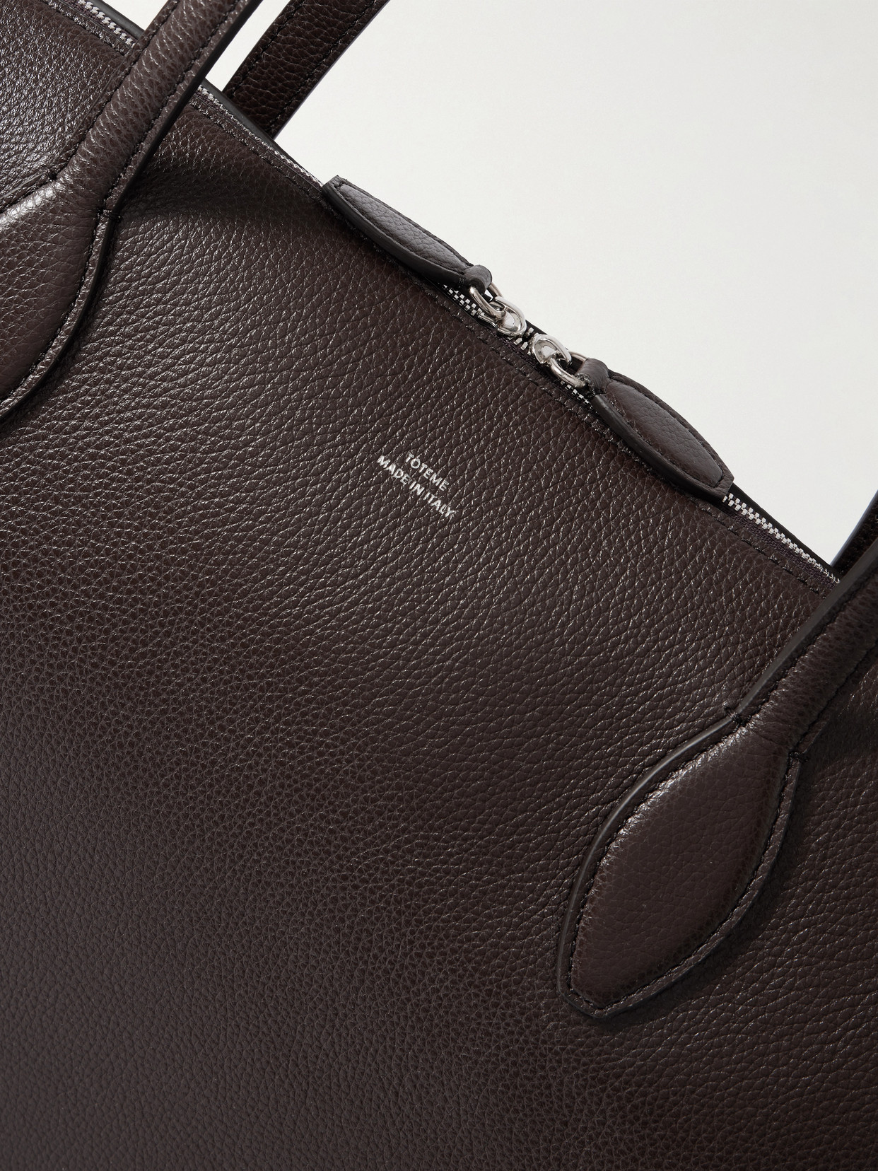 Totême Curved Leather Shopper Featuring Protective Base In Brown