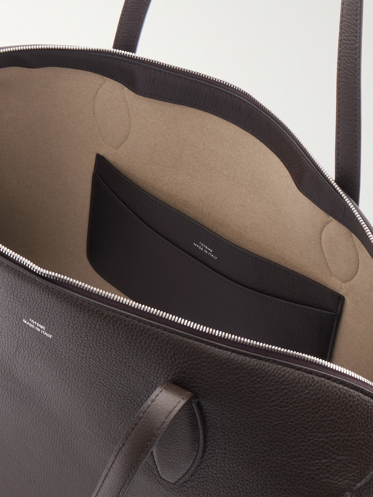 Totême Curved Leather Shopper Featuring Protective Base In Brown