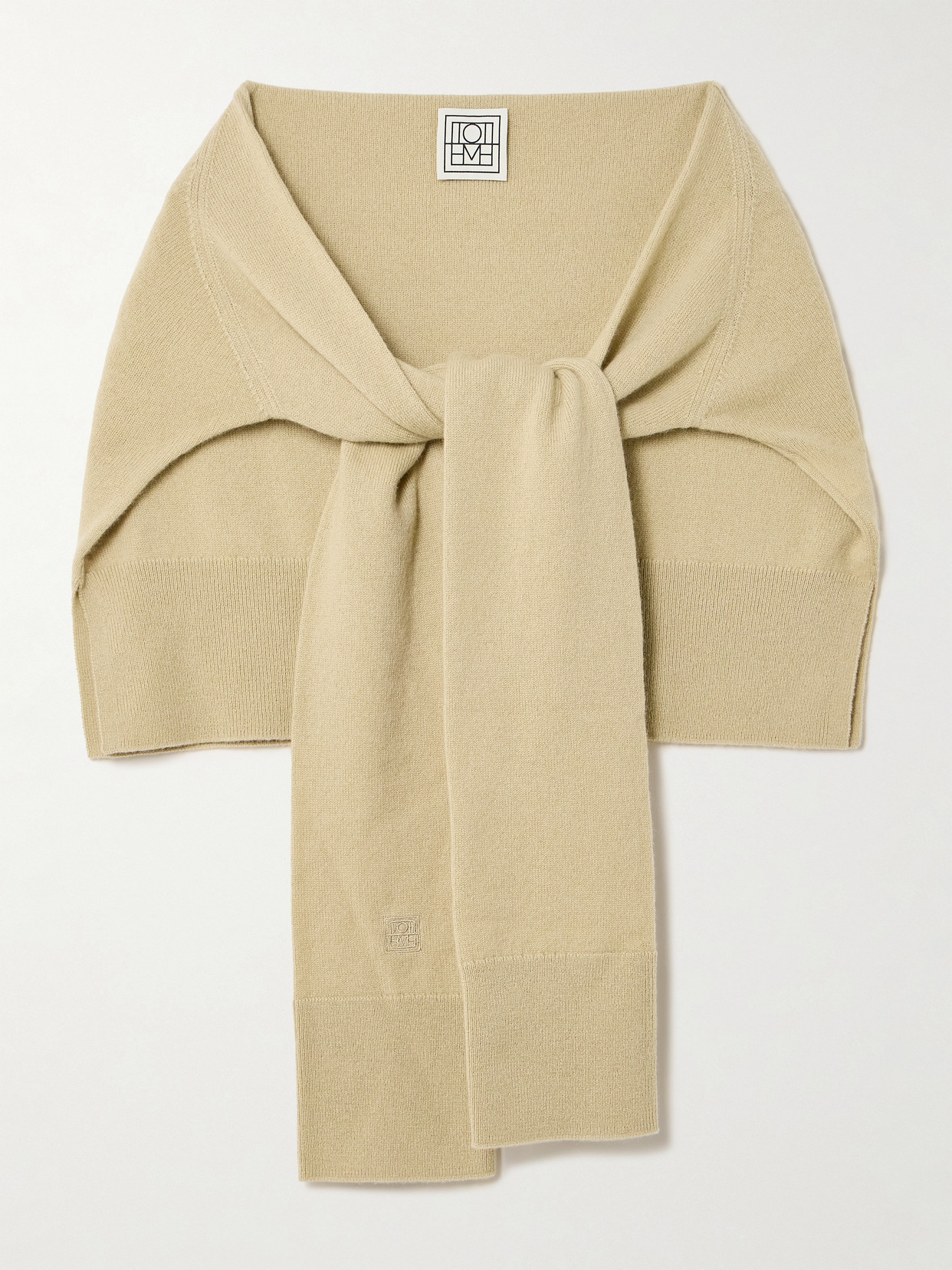 Totême Sleeve Embroidered Cashmere Scarf In Neutral