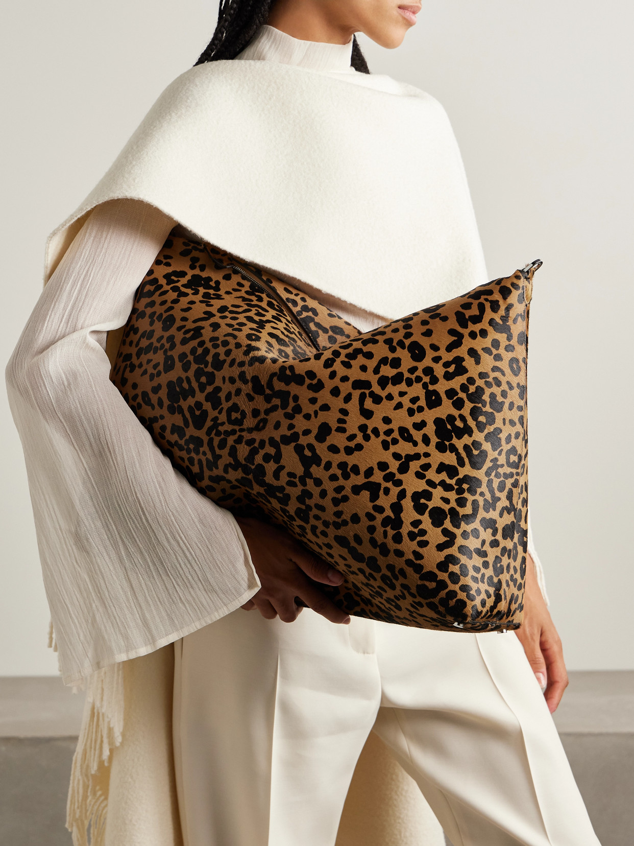 Totême Bevel Large Leopard-print Calf Hair Tote In Multi