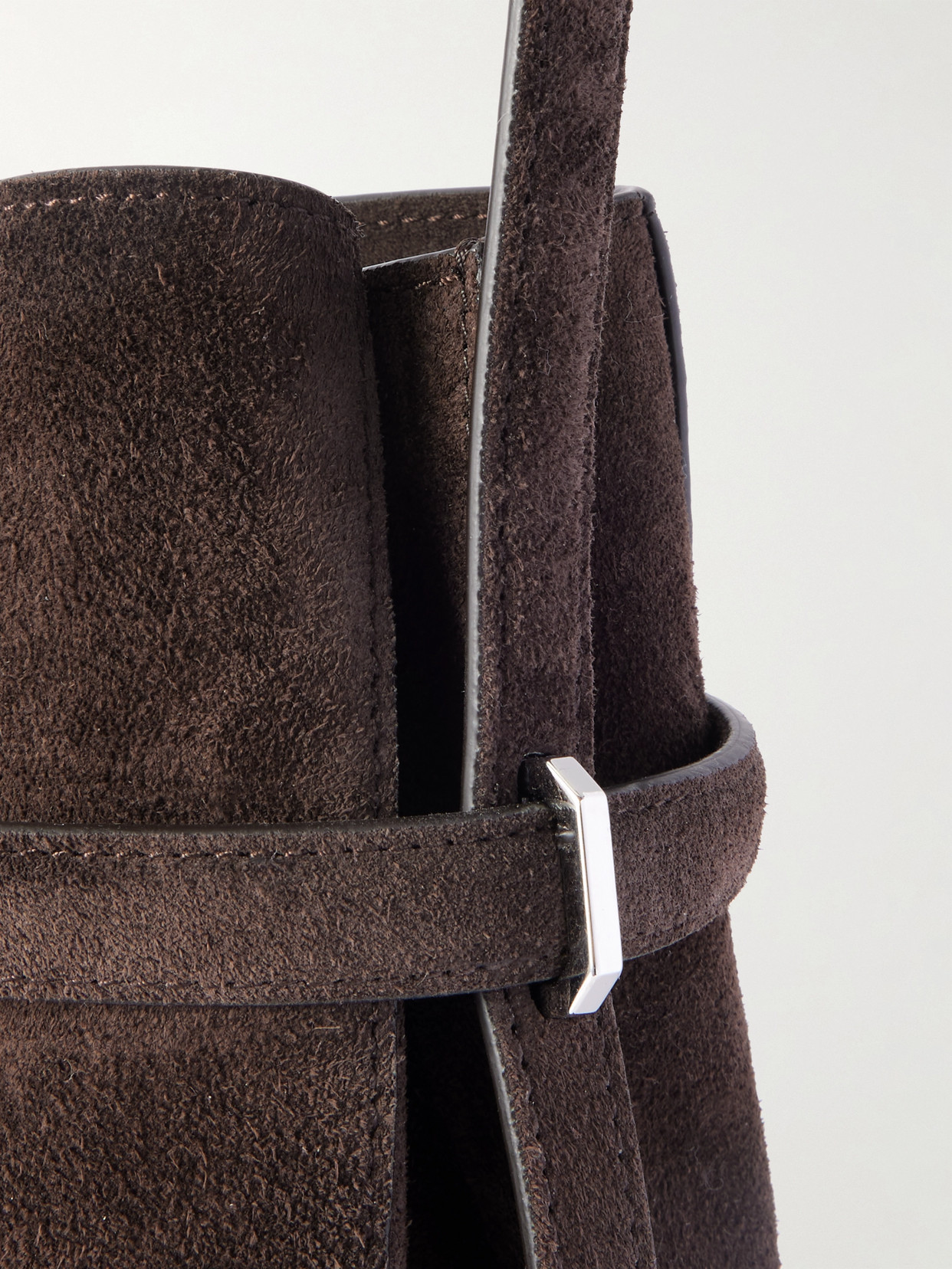 Totême Belted Suede Tote In Brown
