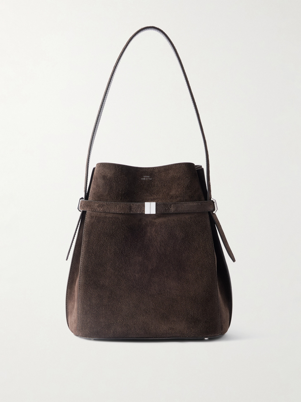 Totême Belted Suede Tote In Brown