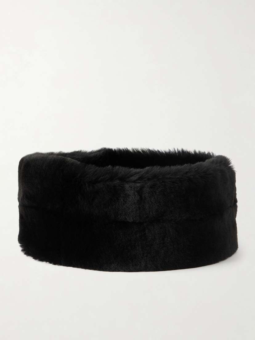 TOTEME Leather-trimmed Shearling Headband
