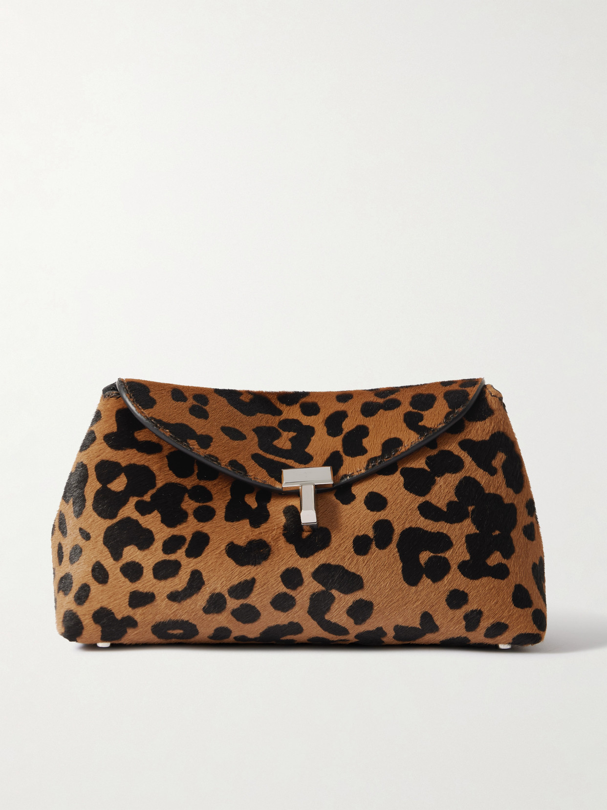 Totême T-lock Mini Leopard-print Calf Hair Clutch In Multi