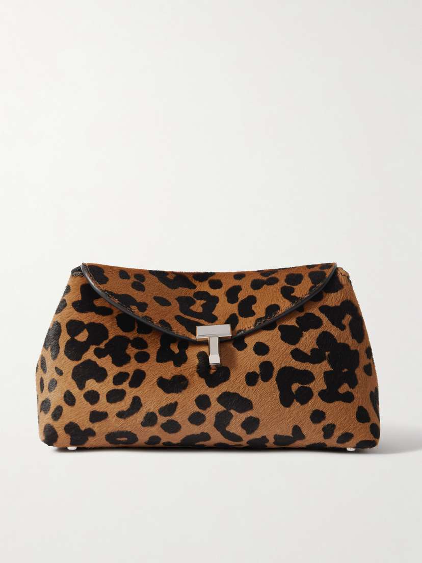TOTEME T-lock Mini Leopard-print Calf Hair Clutch