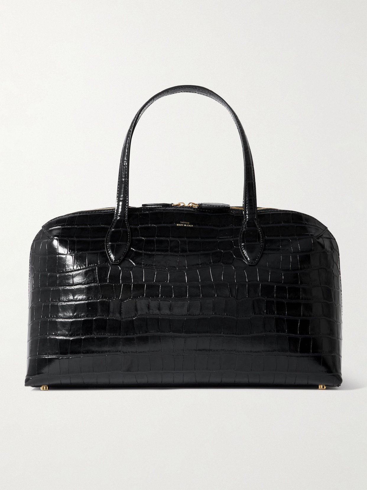 Totême Croc-effect Leather Tote In Black