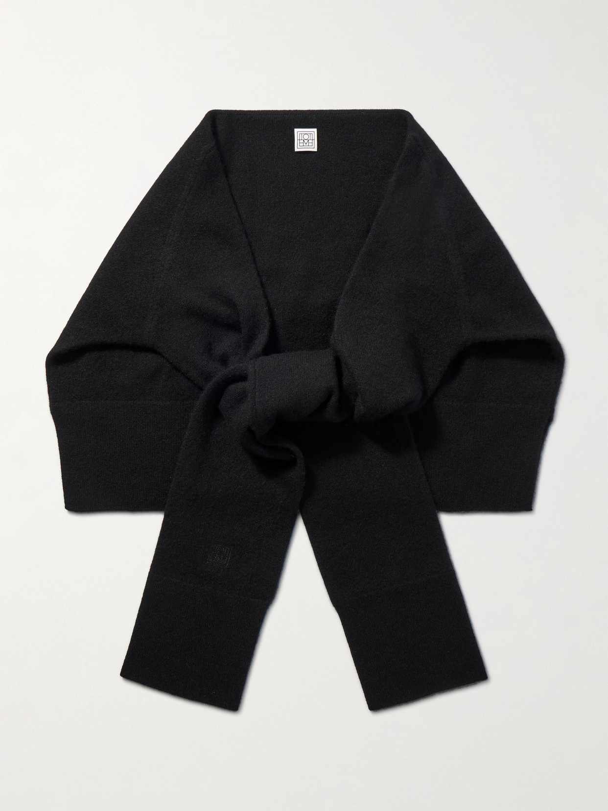 Totême Sleeve Embroidered Cashmere Scarf In Black