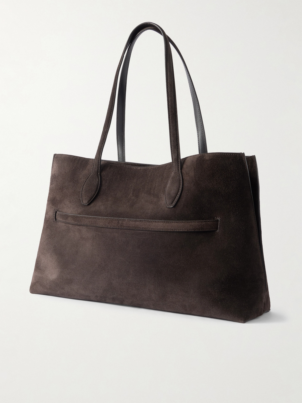 Totême Lounge Large Leather-trimmed Suede Tote In Brown