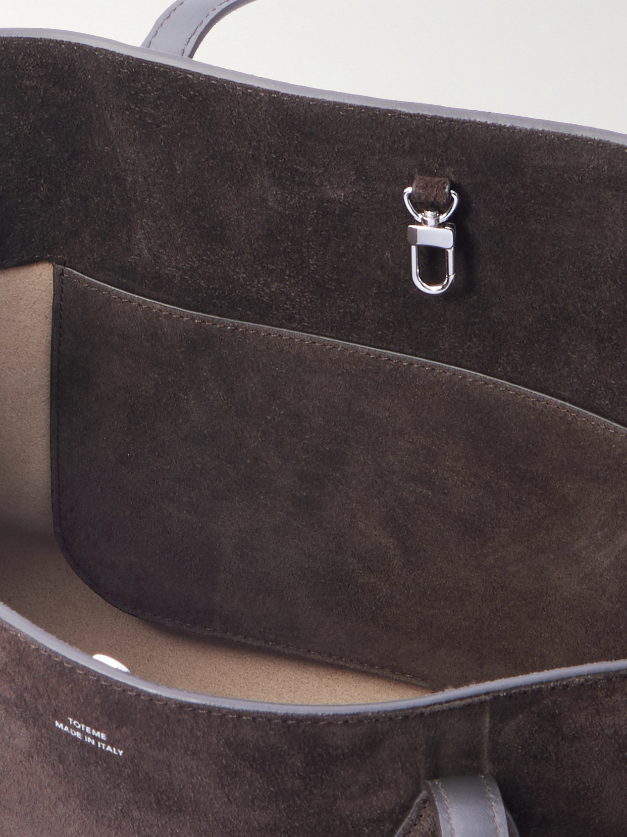 Totême Lounge Large Leather-trimmed Suede Tote In Brown