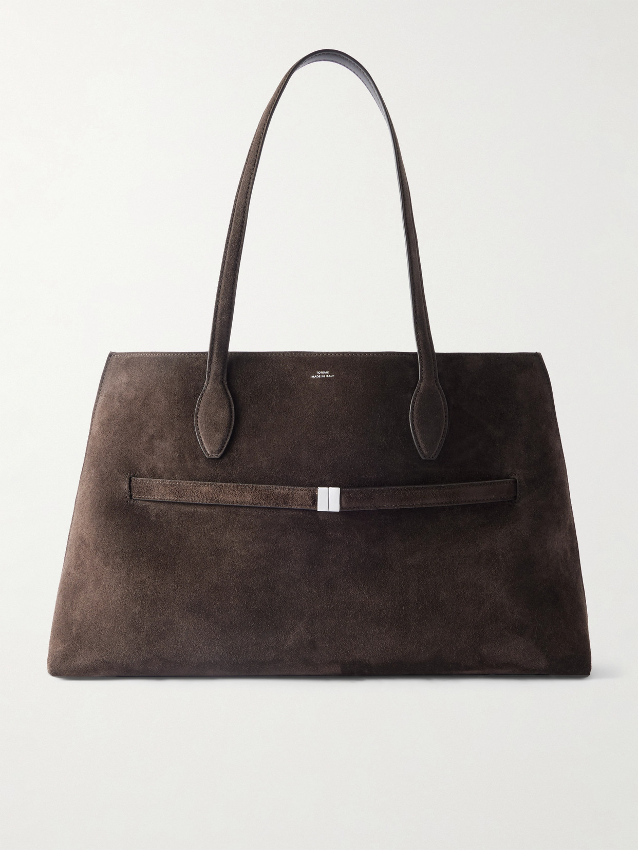 Totême Lounge Large Leather-trimmed Suede Tote In Brown