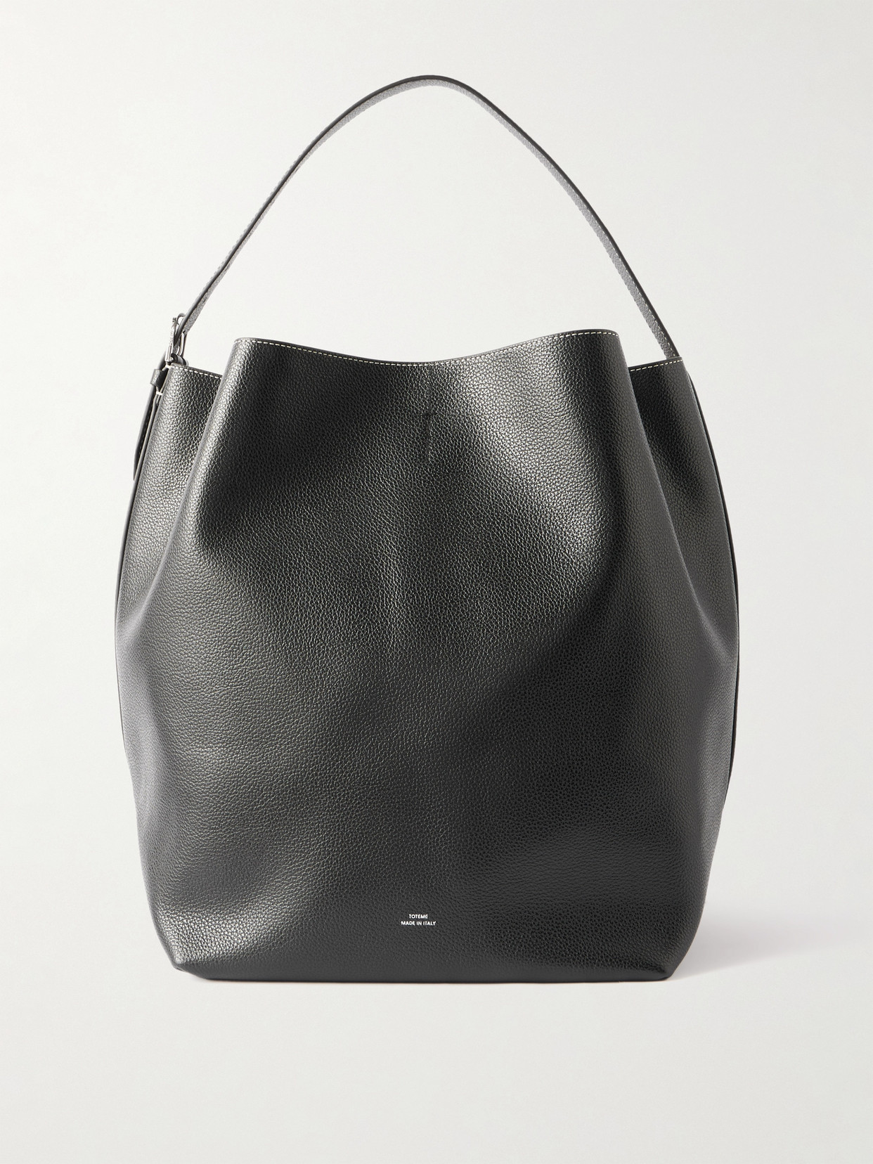 Totême Textured-leather Tote In Black