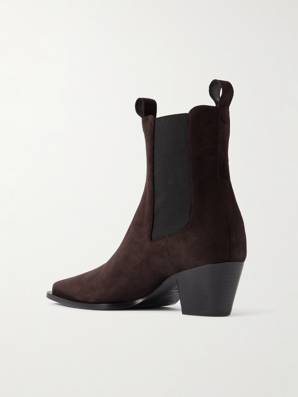 Totême Toteme 80mm Suede Boots With Pointed Toe In Brown