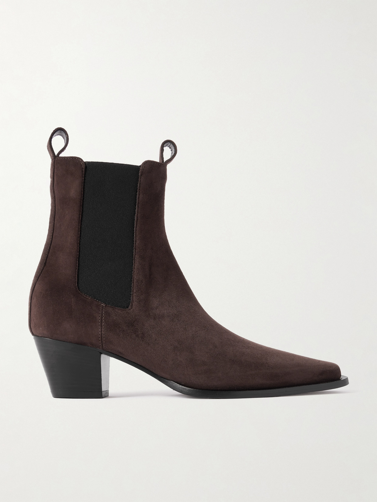 Totême Toteme 80mm Suede Boots With Pointed Toe In Brown