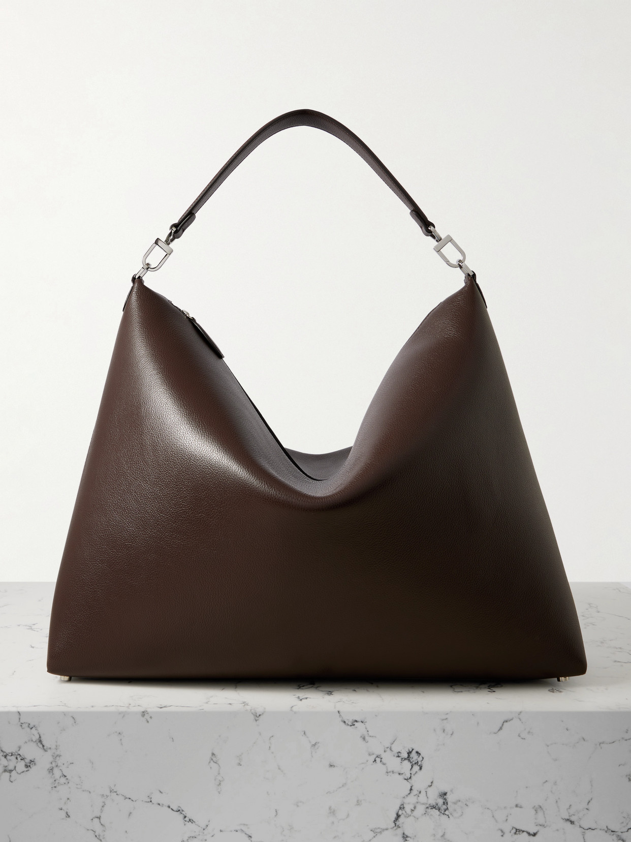 Totême Bevel Large Textured-leather Tote In Brown